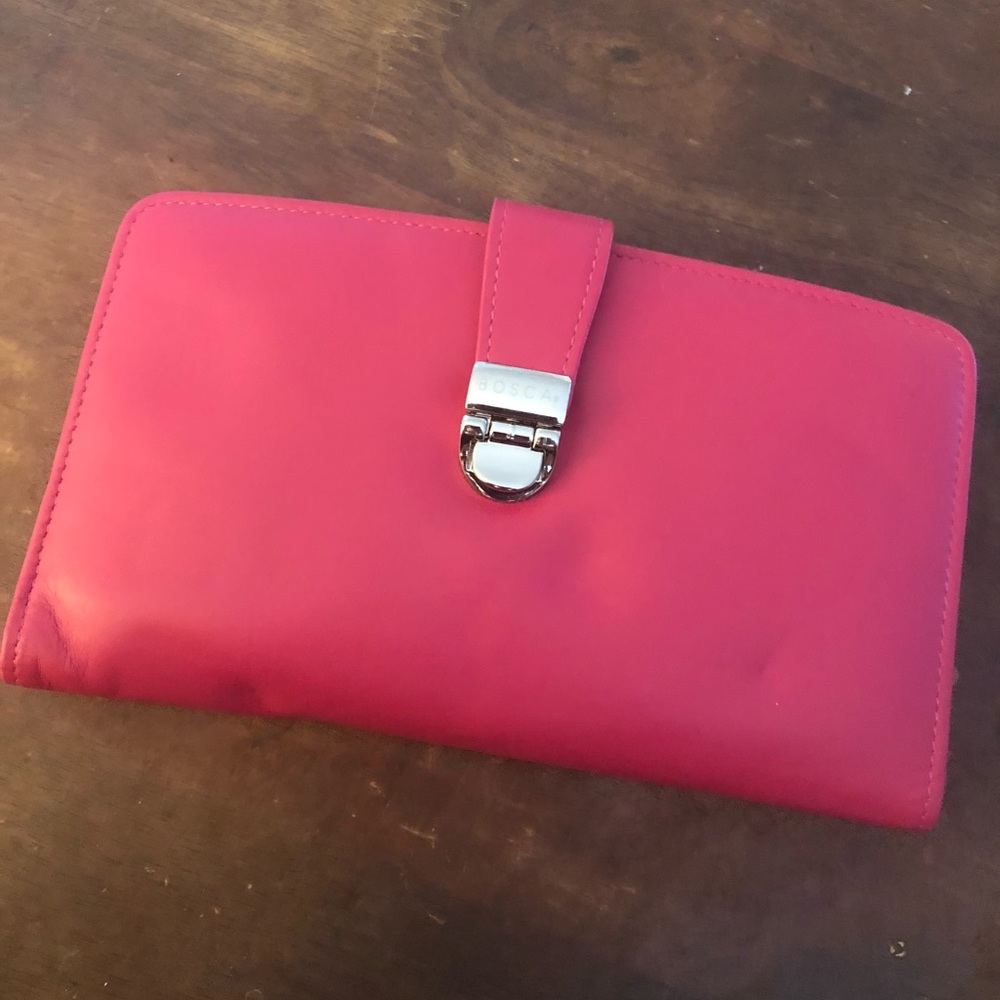 Bosca Pink Leather Clasp Wallet